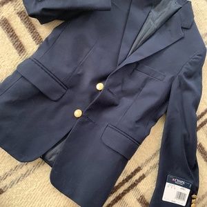 NWT Chaps Boys Navy Blazer Brass Buttons - Size 8